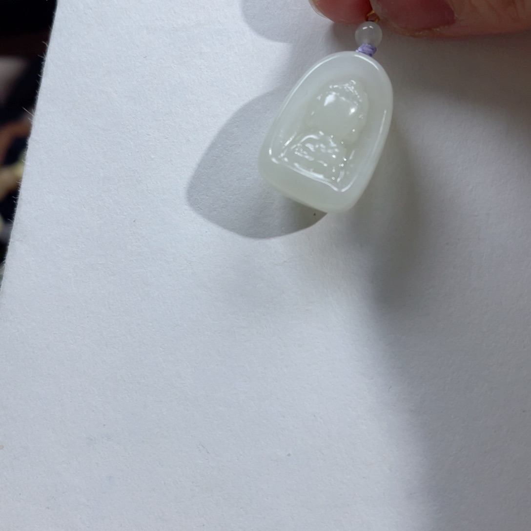 和田玉手串银S925镀金镶嵌@**.