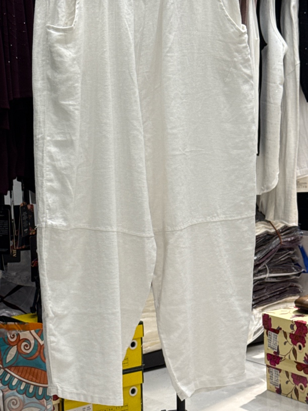 夏季宽松透气减龄遮肉女款棉麻休闲九分裤