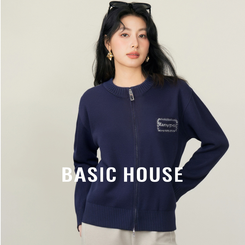 Basic House/百家好秋冬休闲时尚百搭针织圆领毛衣B06245C6432