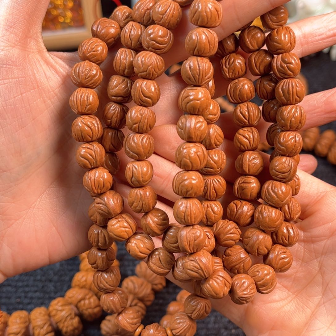 文玩核桃手串秃***意C5桃核脖挂108