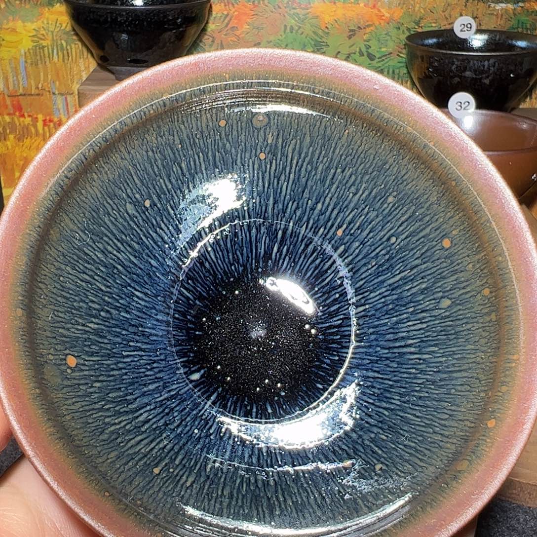 茶盏乌泥窑束口青蓝毫