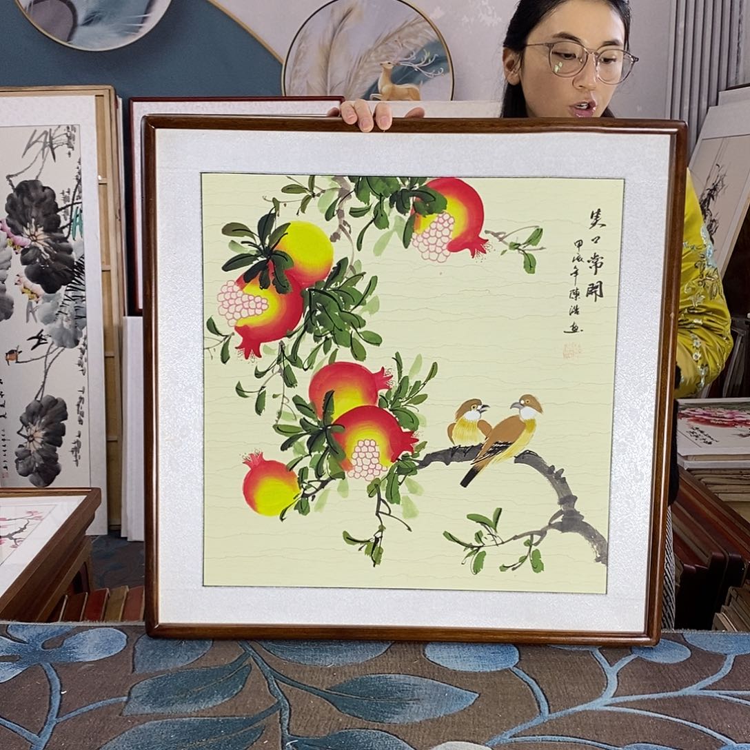 国画62✖️62厘米带框包邮国画作品