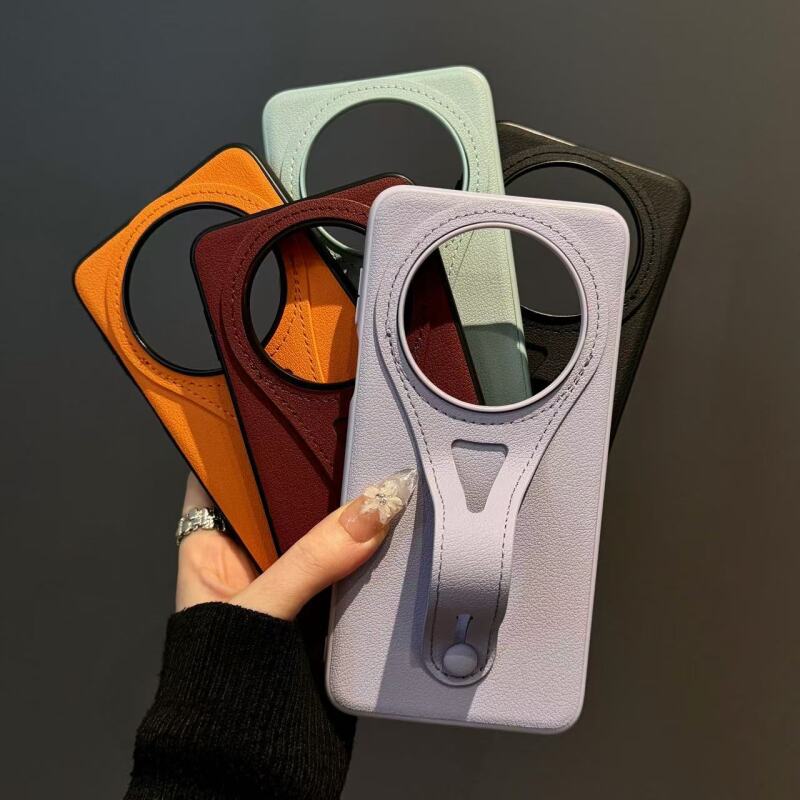 简约纯色网球拍腕带适用华为mate60pro新款Pura70防摔mate70皮纹