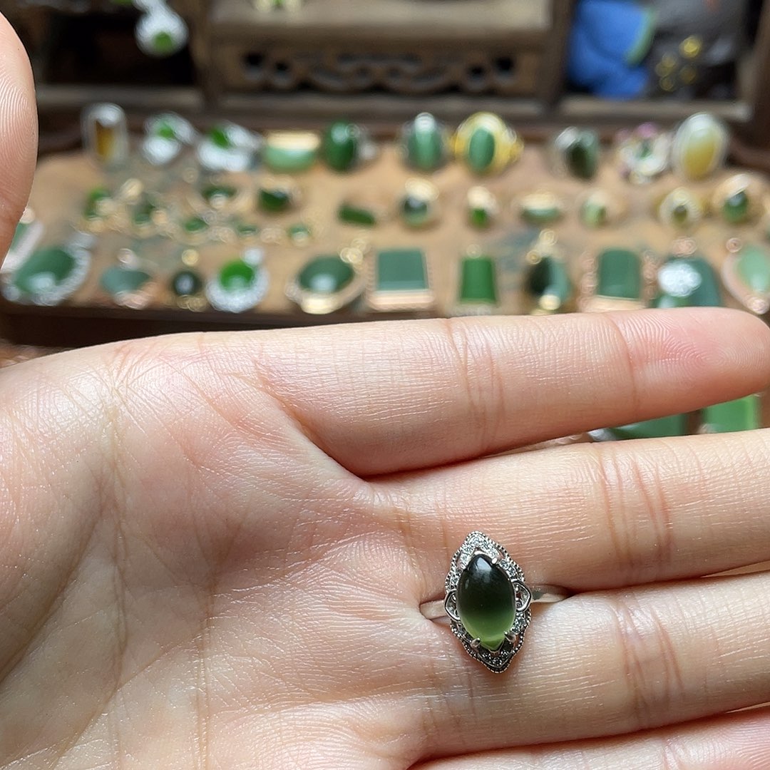 和田玉（碧玉）银S925镶嵌颈饰