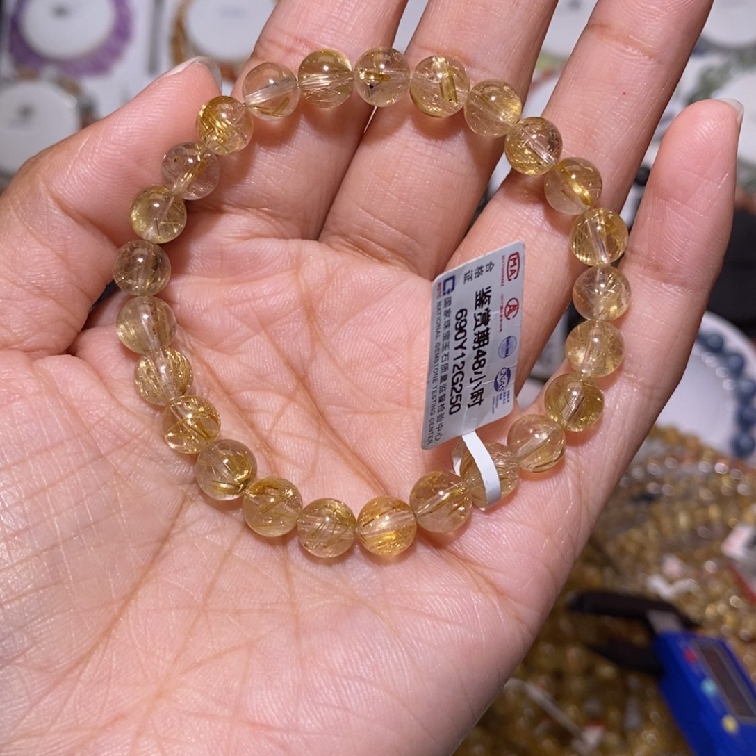 【闪购商品】水晶手串未镶嵌小*粒钛金金发7.6m