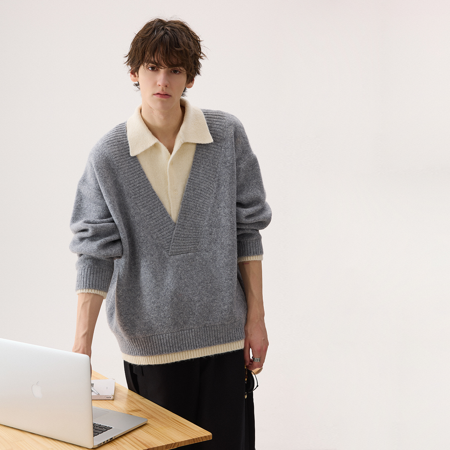 CHICERRO西西里男装加厚保暖毛衣针织衫男生长袖休闲宽松翻领秋冬