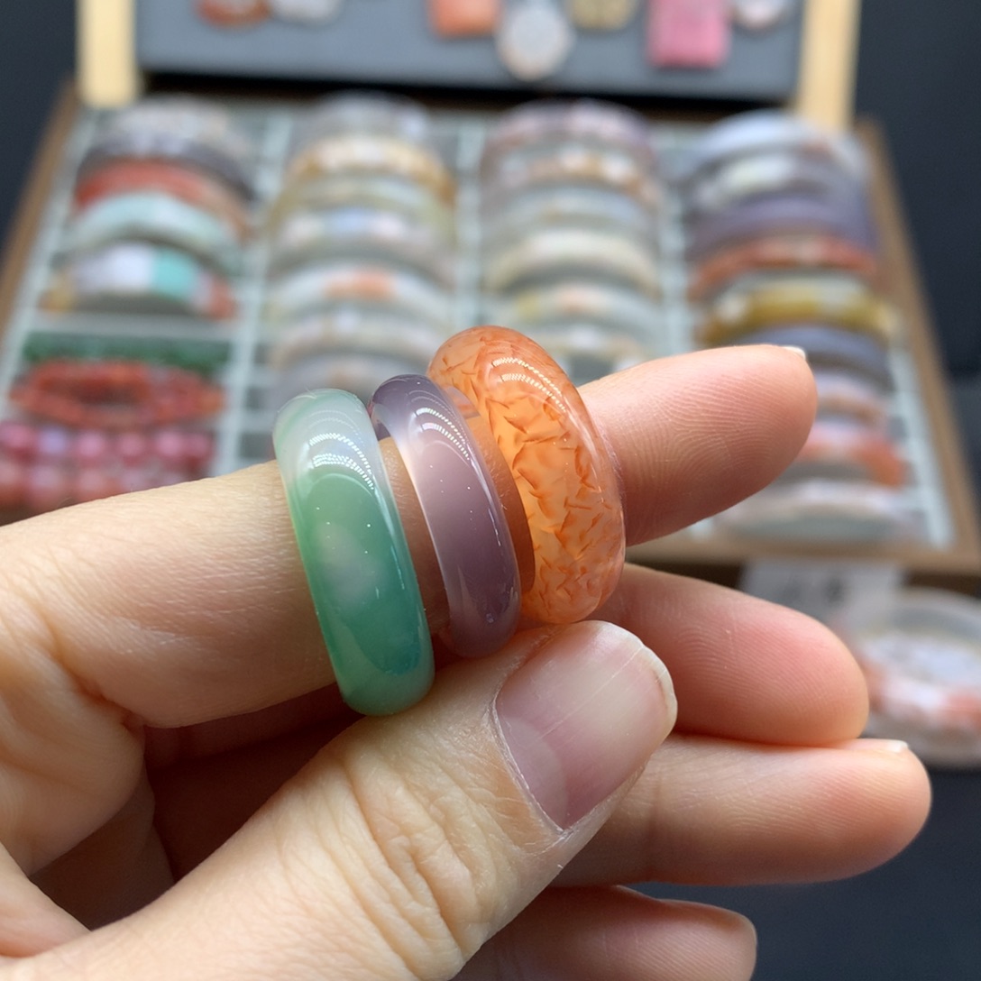【闪购商品】玛瑙/玉髓戒指未镶嵌圈17口发一个