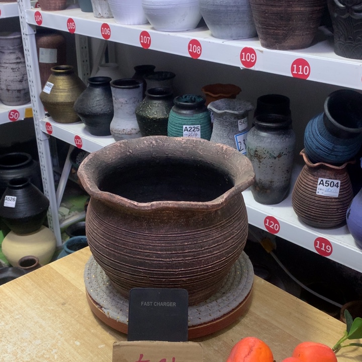 【闪购商品】红陶粗糙盆有孔高17口23