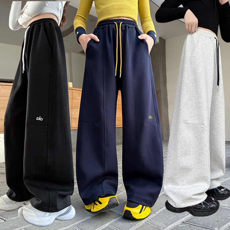 女童速干工装裤夏季2025新款儿童早秋裤子女孩大童针织弯刀裤秋装