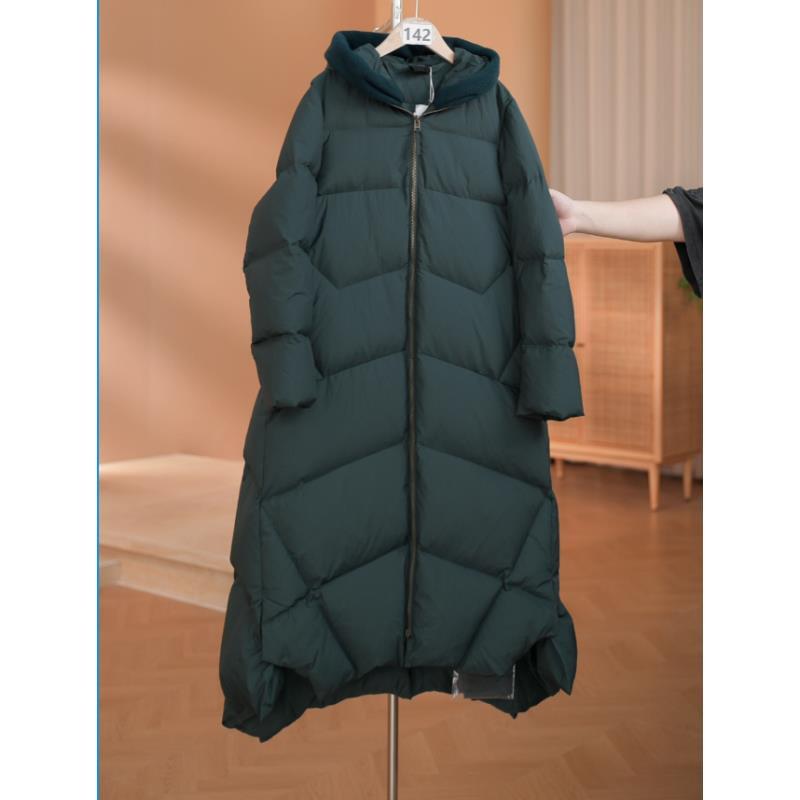 【142】墨绿长款休闲风羽绒