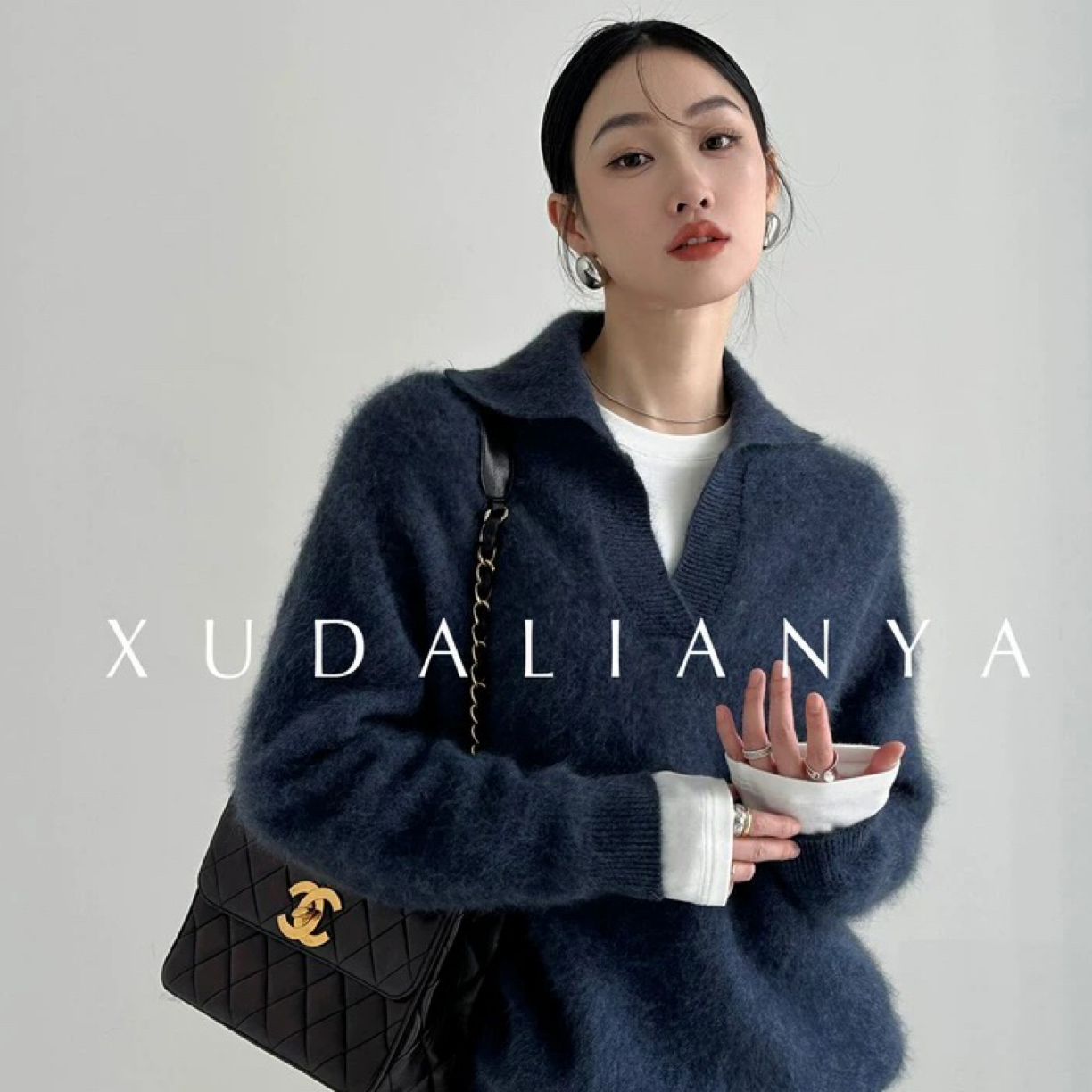 NICOLE  OFFICIAL | 冬日慵懒随性_绒感羊绒羊毛拉毛Polo领毛衣