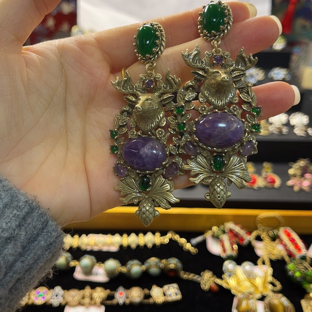 琉璃纯铜合金耳饰