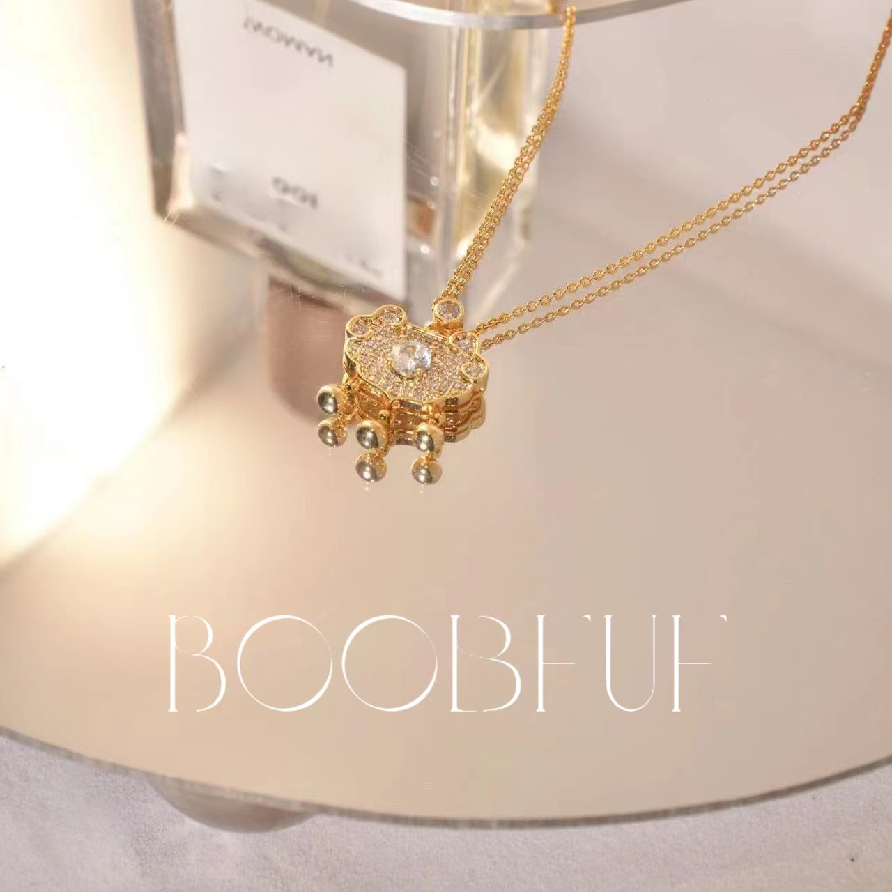 满钻平安锁项链中国风祥云锁吊坠高级轻奢小众锁骨链