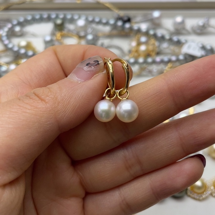 海水珍珠耳饰银S925镶嵌
