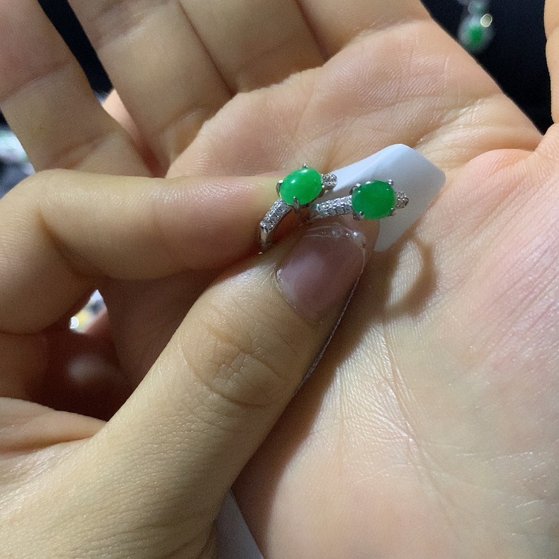 翡翠戒指银S925镶嵌金****）耳包