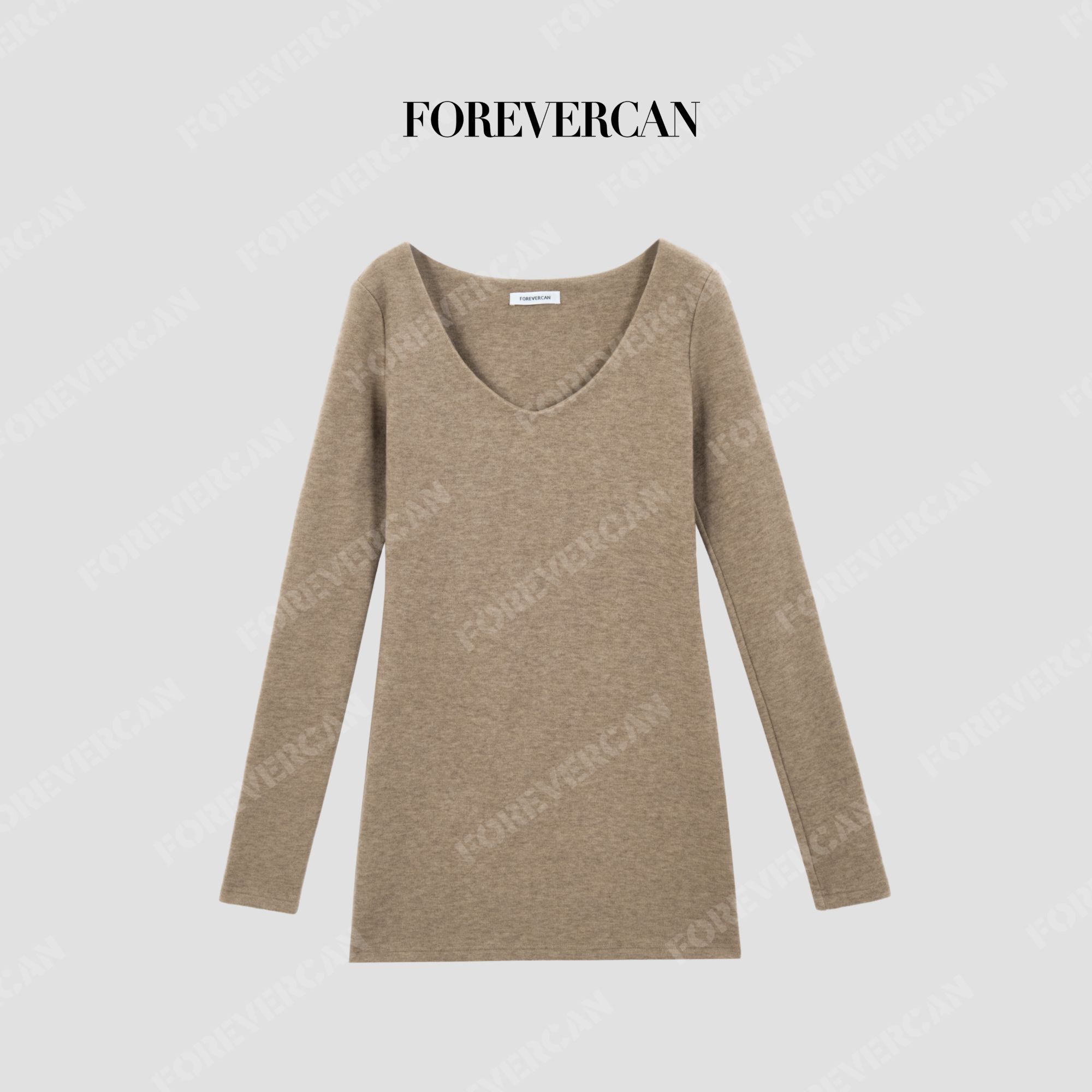 FOREVERCAN“腰精攻略”简约桃心领显瘦打底厚织连衣裙 WD22435C