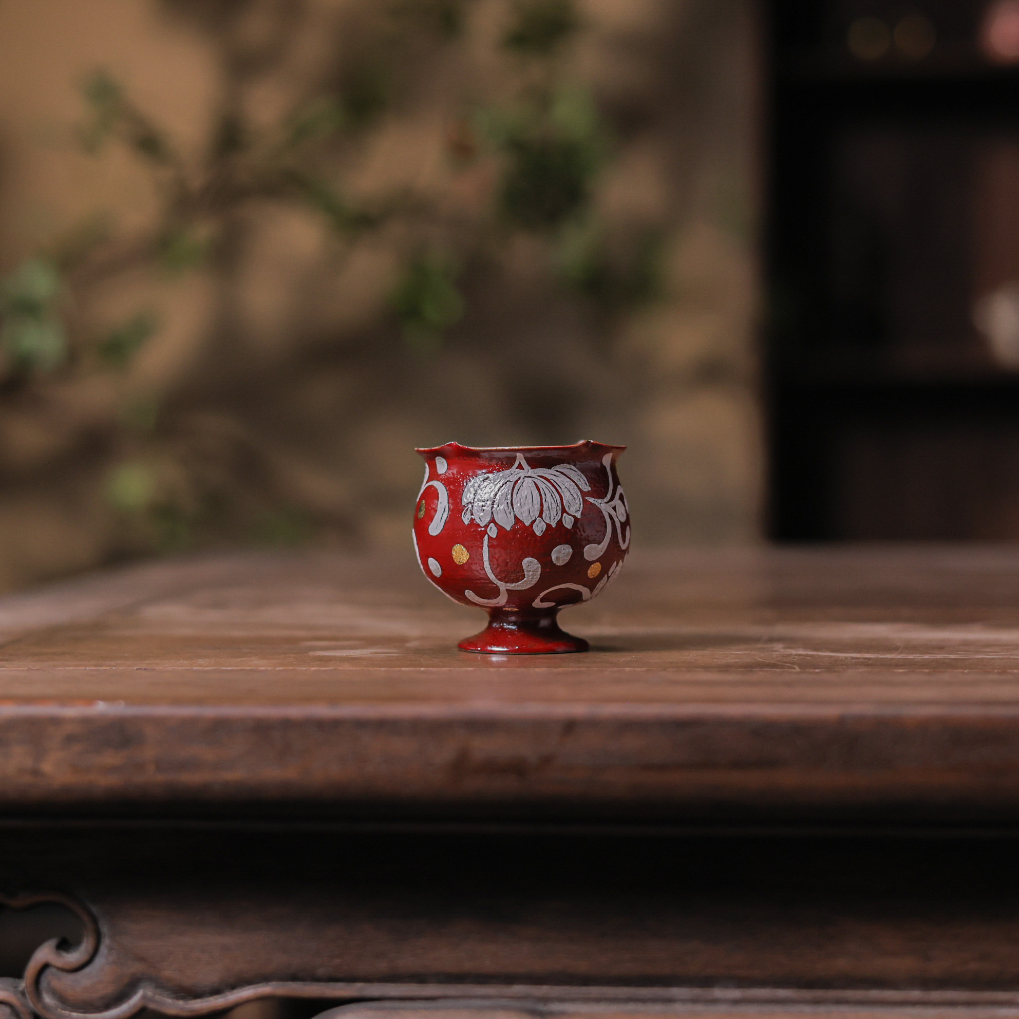 【九姐爱喝茶】缠枝莲-蕉白轩-花口杯90ml（蕉白S0758）