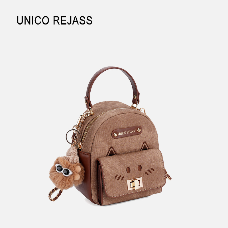 [焦糖猫]小书包手提链条三用单肩女包双肩包-5650