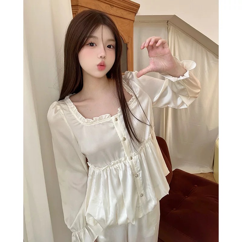 【宅家小乖】法式高级感睡衣女春秋新款纯欲可爱家居服可外穿