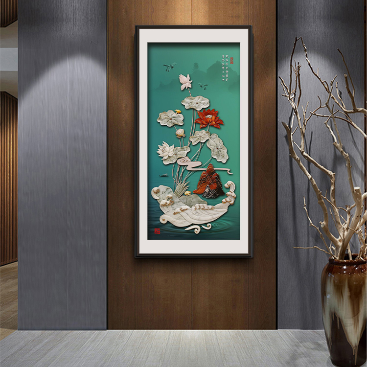 九头鸟手工玉雕画《步步高升》160x80