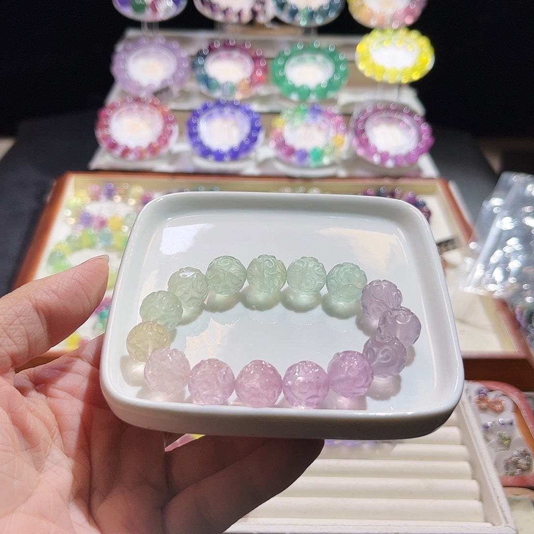 手链萤石未镶嵌渐变马卡龙13加