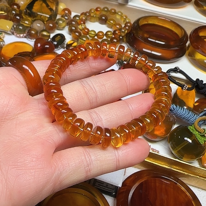 手链琥珀未镶嵌天然缅甸琥珀车轮手串9克
