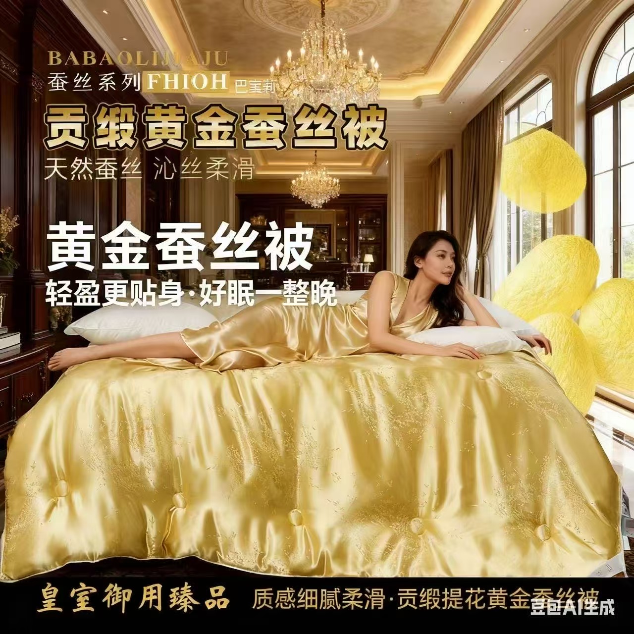 【琴总专属】非遗传承皇家御用高端款黄金茧轻奢欧式定制提花蚕丝被