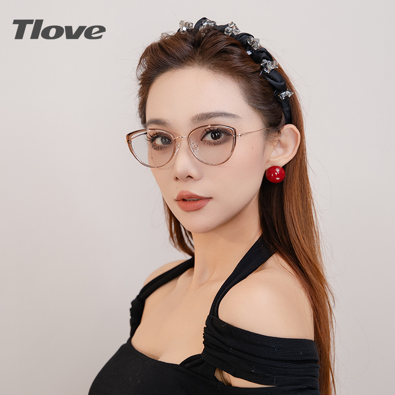 mj065冷茶色超轻显脸小眼镜女韩系高颜值方圆脸