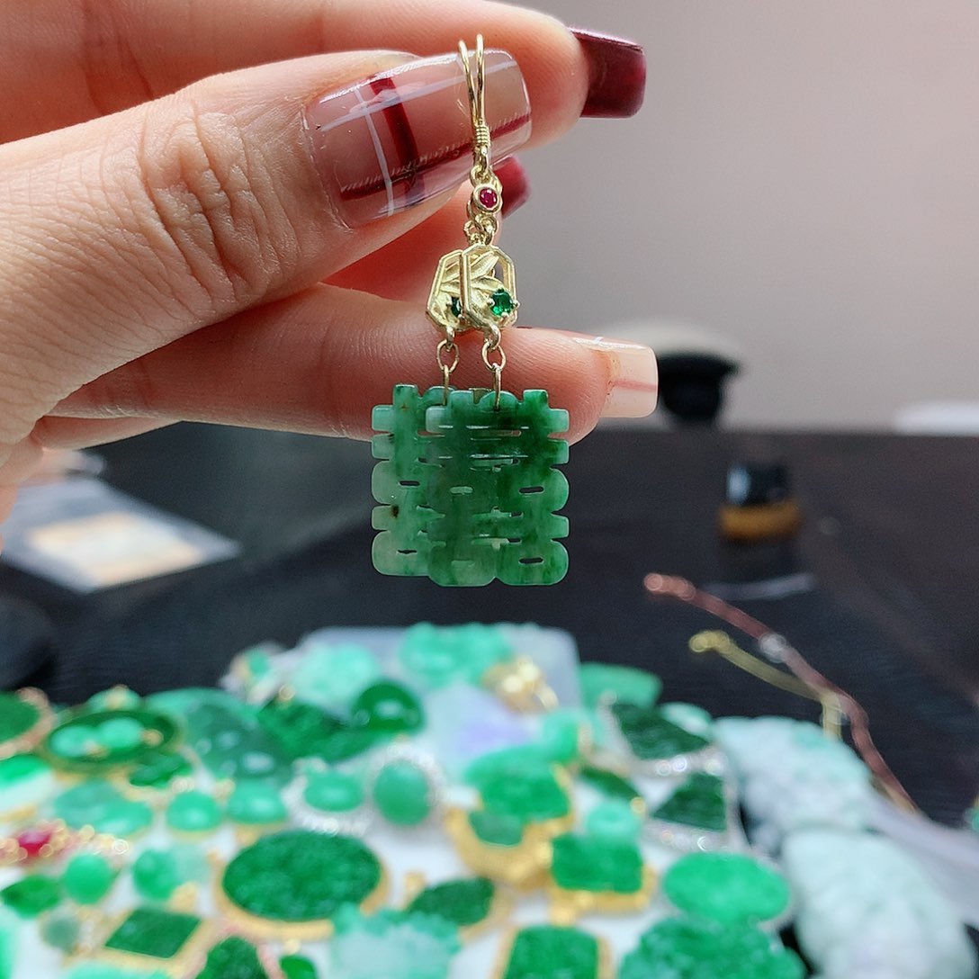 【闪购商品】翡翠耳饰银S925镶嵌，