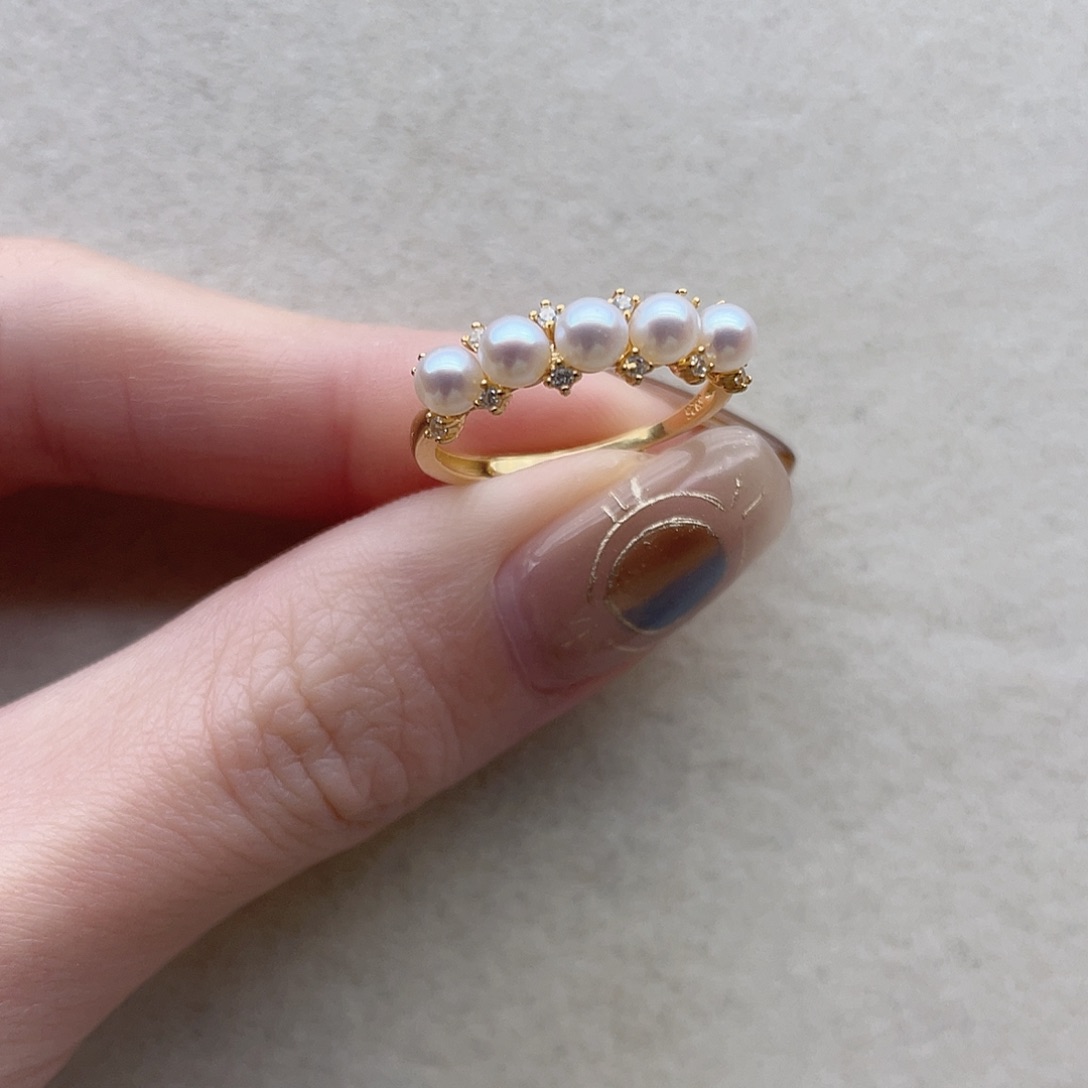 银S925镶嵌淡水珍珠戒指3