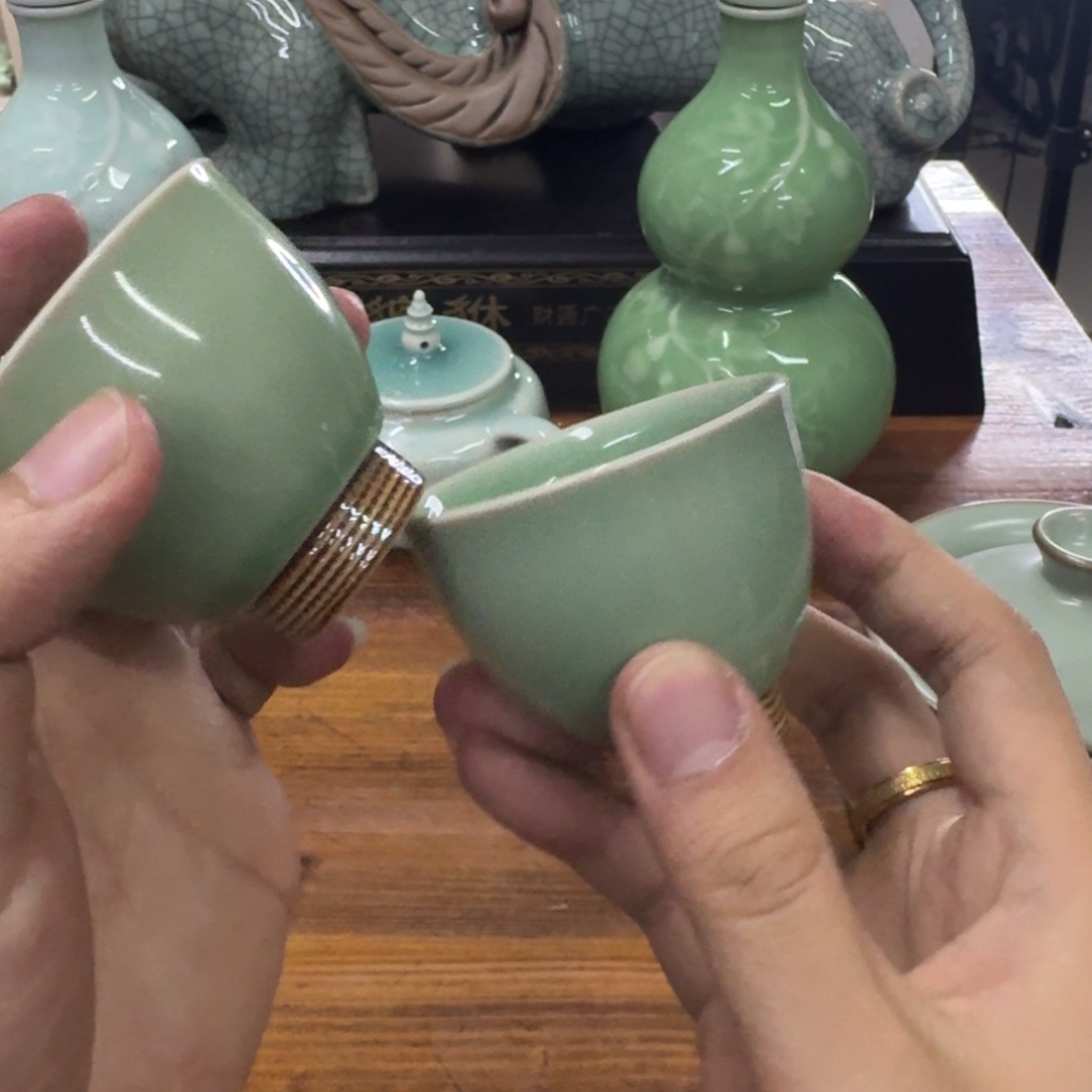 龙泉青瓷茶具微瑕7179