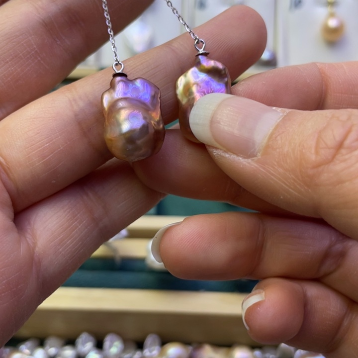 淡水珍珠耳饰银S925镶嵌