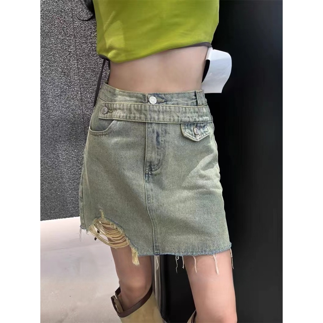 夏季新款辣妹显瘦不规则百搭a字牛仔短裙亲子B3298