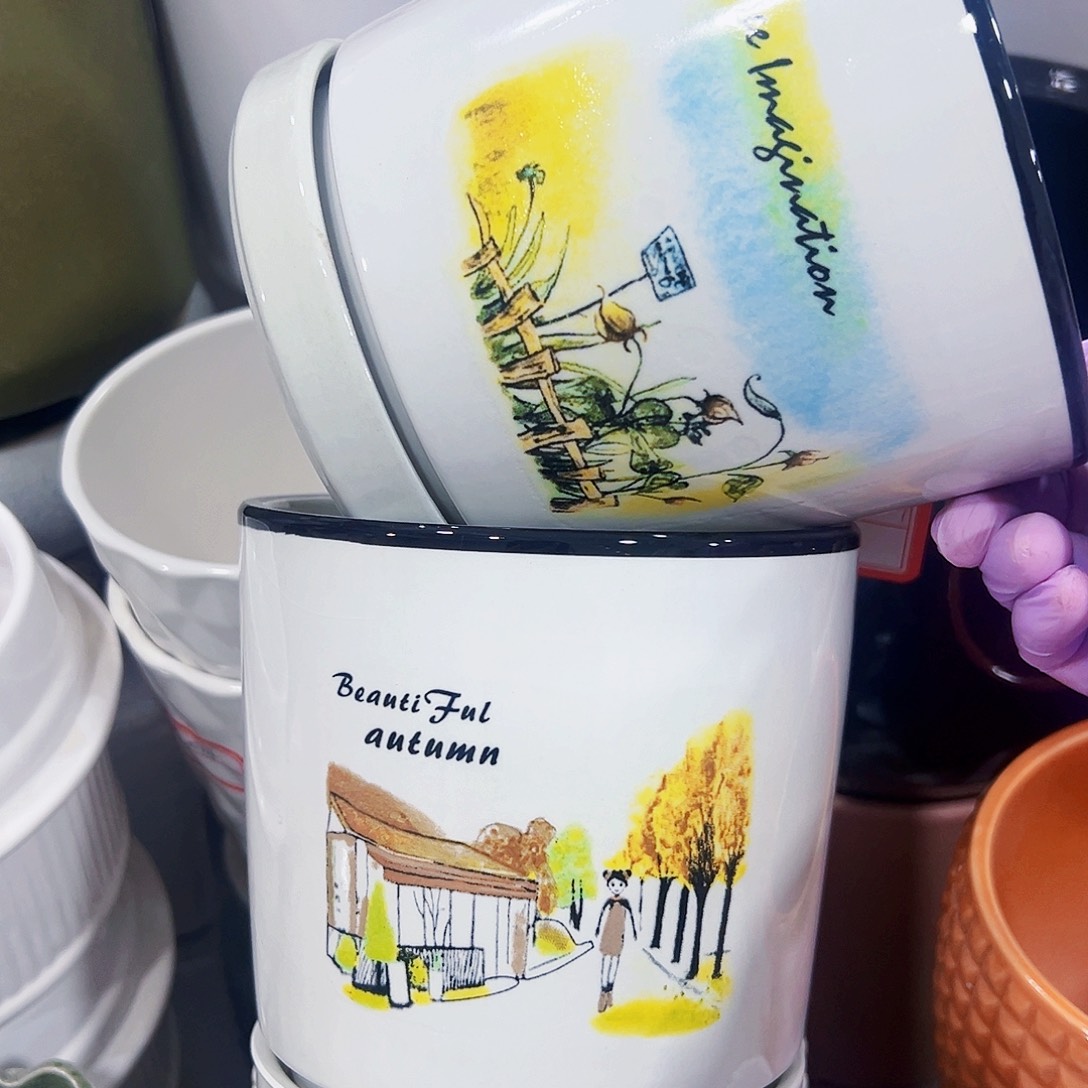 有孔外贸尾单陶瓷花盆凑单10米包图案随机