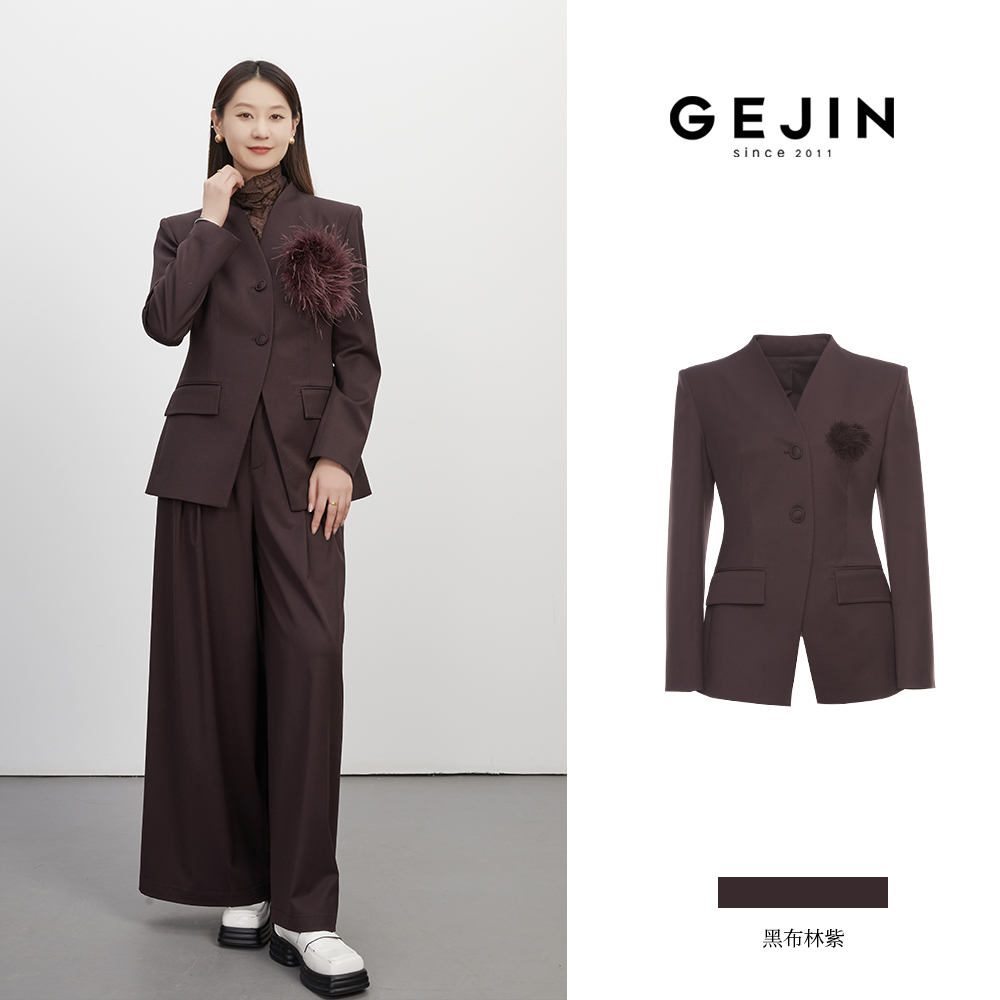 GEJIN/歌锦秋季新款气质设计师轻奢通勤风西装93325903721