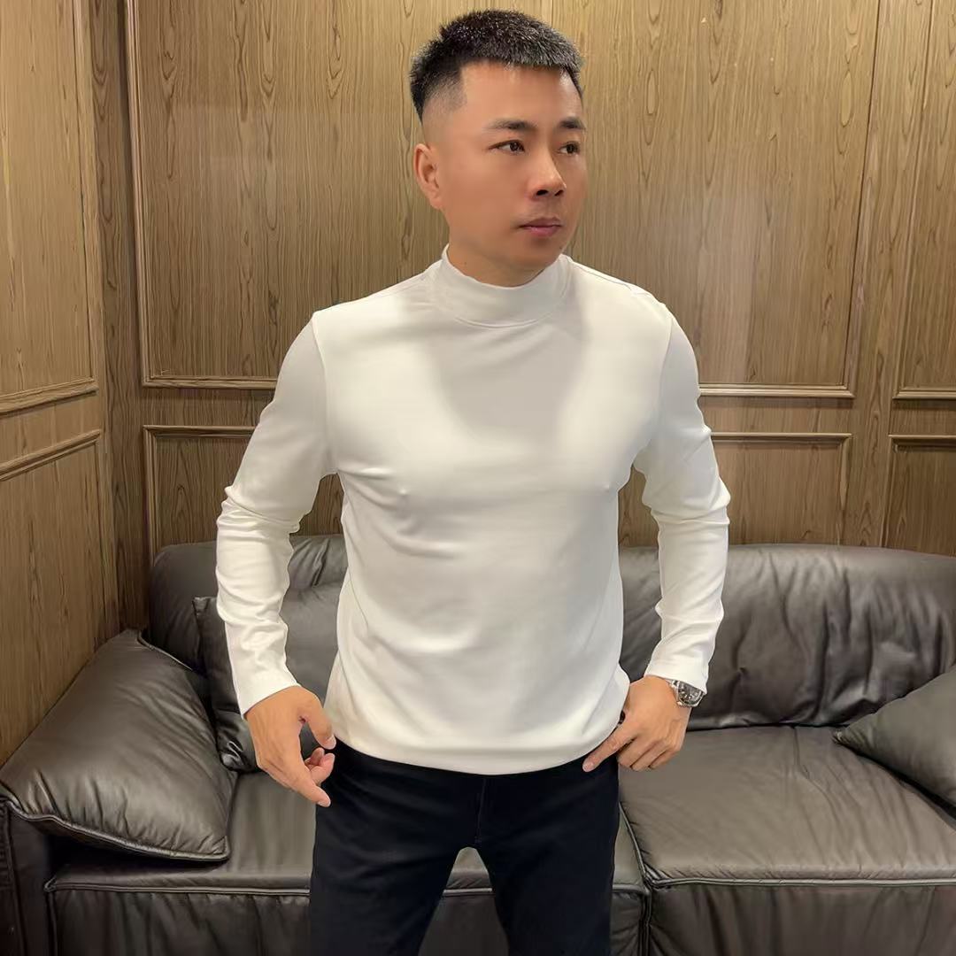 TA钴推荐 2025冬季新款 BK666 男装 净版纯色加绒长袖百搭打底T恤