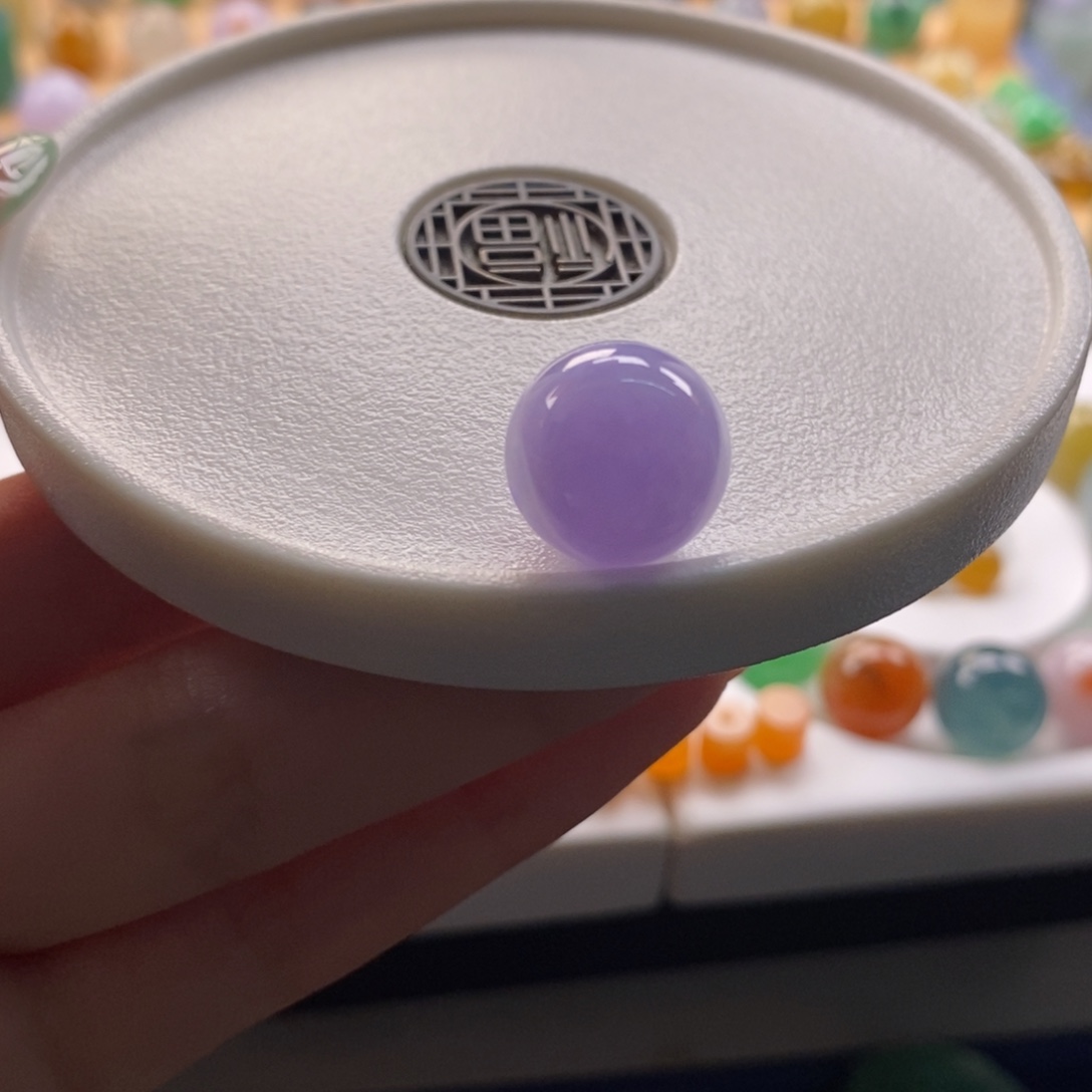 翡翠未镶嵌颈饰紫底圆珠卡13