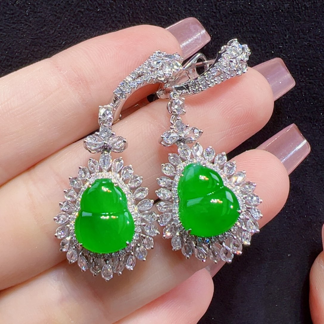 翡翠耳饰18K金镶嵌耳坠