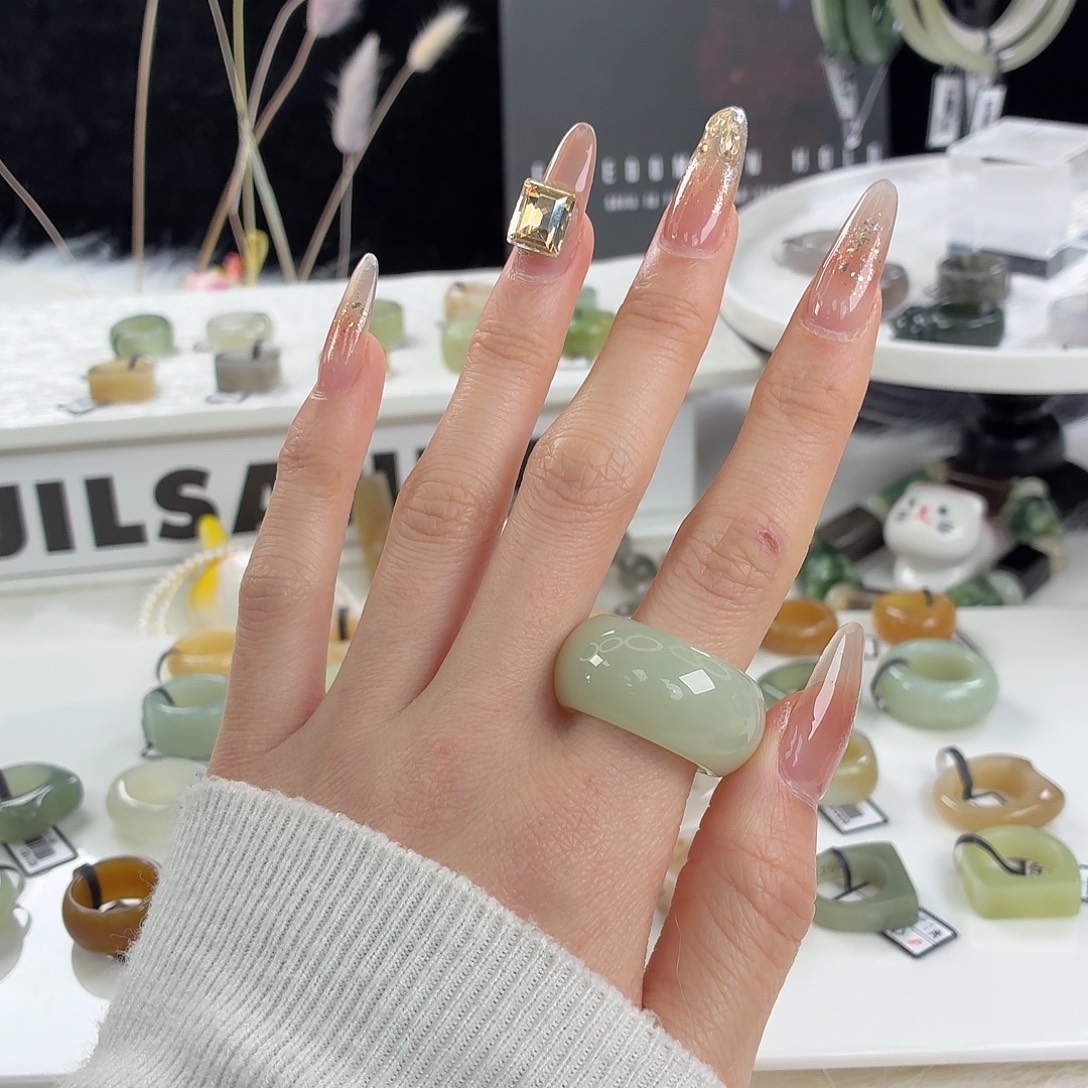 和田玉未镶嵌戒指j45且末蓝墩墩18.4