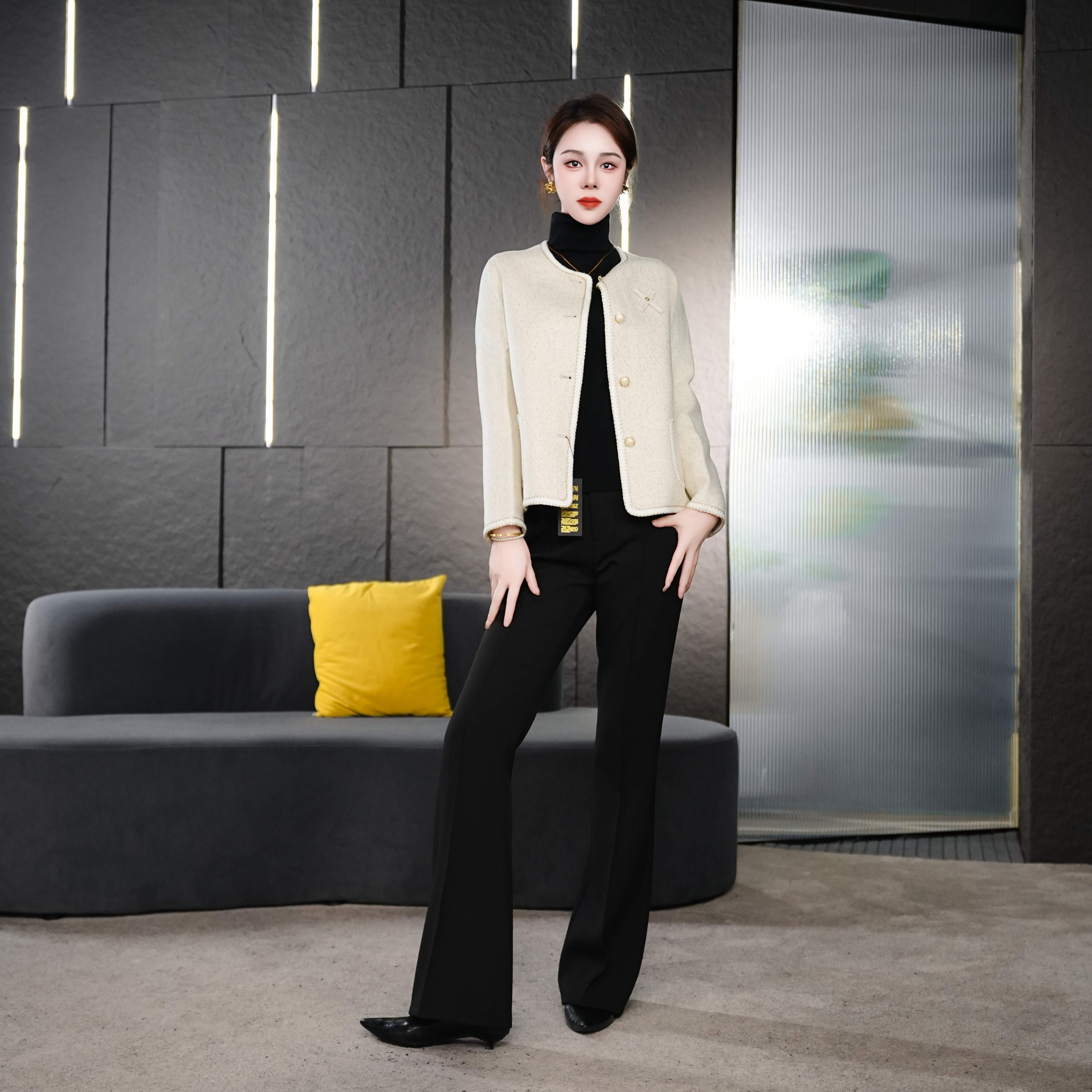 Falaibang/法莱邦23229白色羊毛大衣