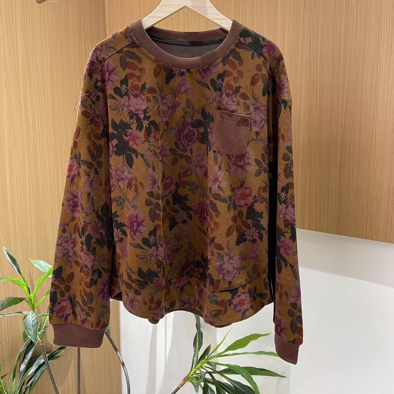 16164新款春秋休闲减龄宽松印花上衣卫衣