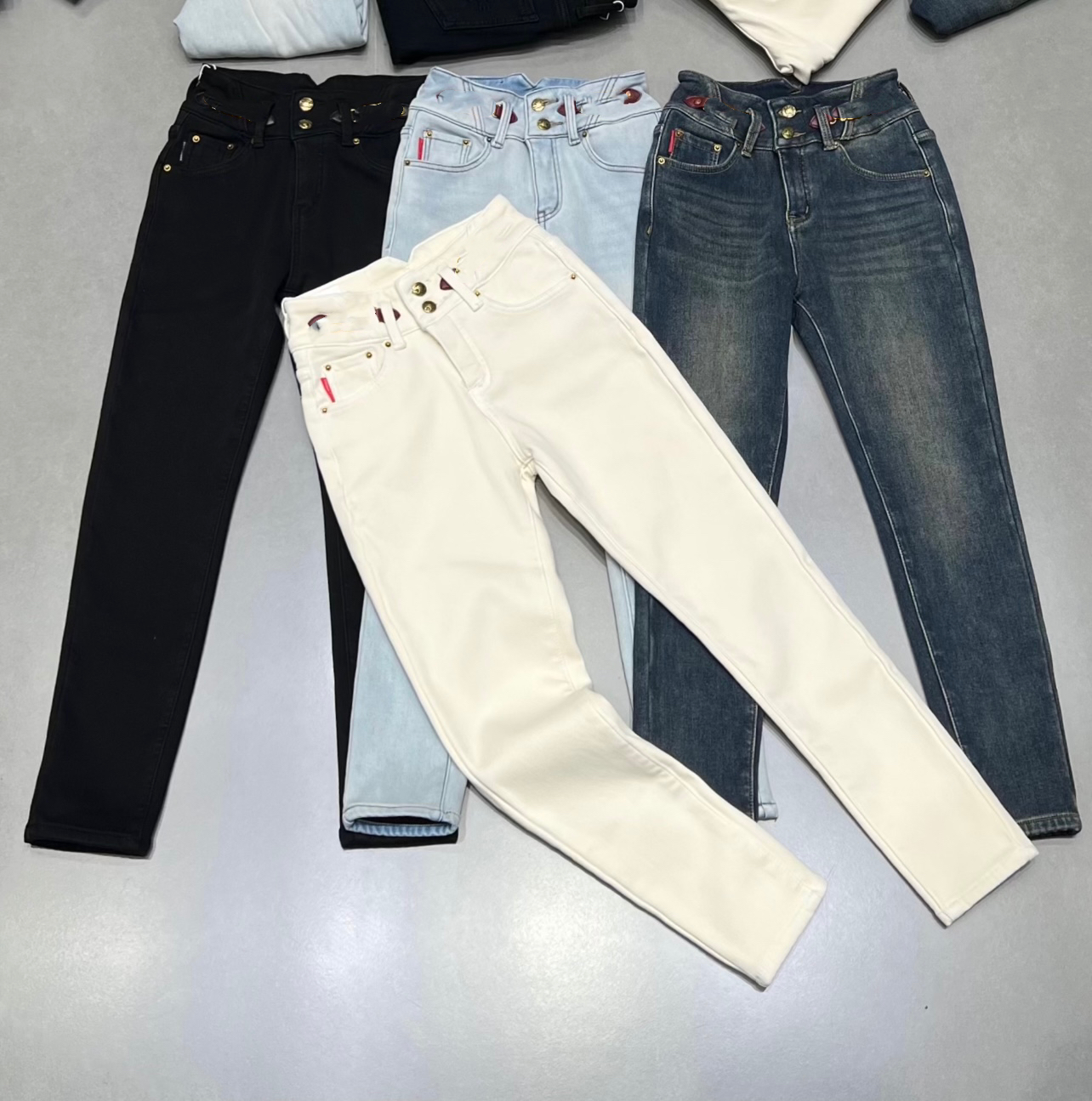 有货YYDS#8296冬季福利高弹加长毛绒小脚牛仔裤，裤长：92cm