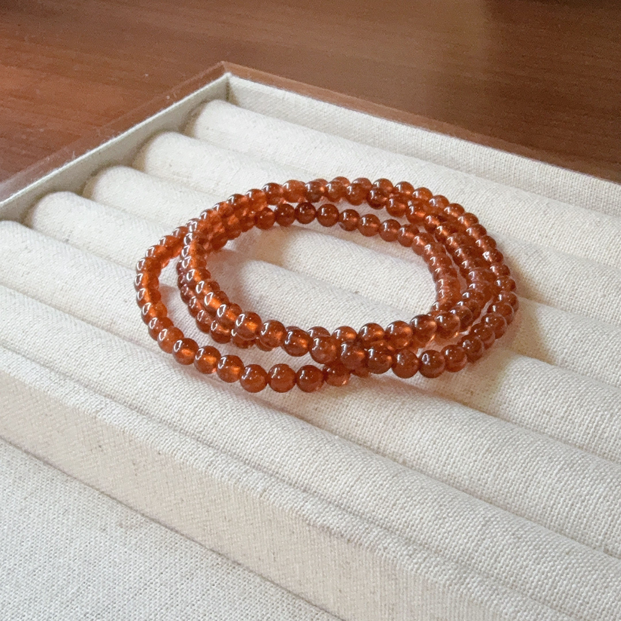 【以安】天然石榴石橙红色芬达石榴石多圈手串L077