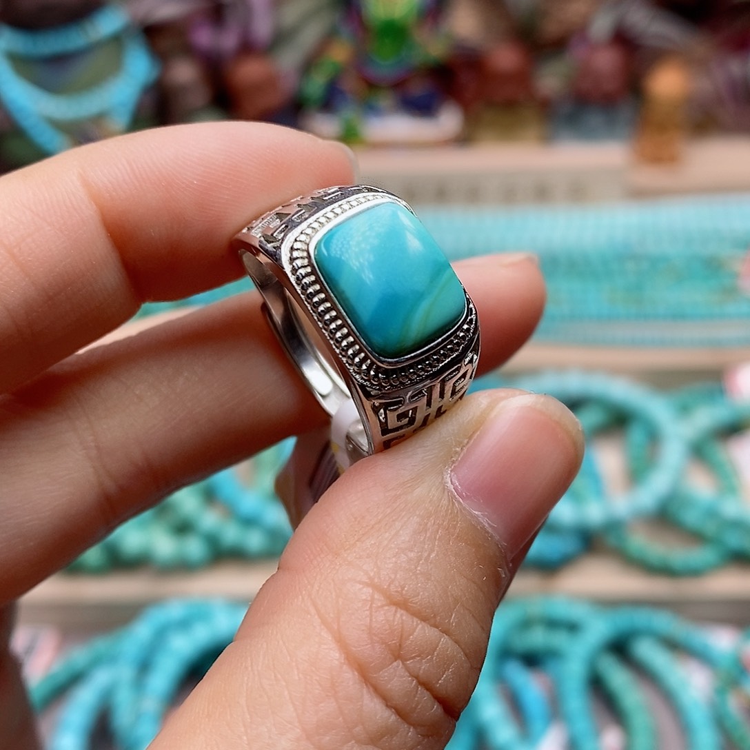 绿松石珠宝奇石银S925镶嵌