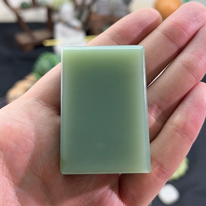 和田玉颈饰未镶嵌碧玉-天青色-大35无事牌