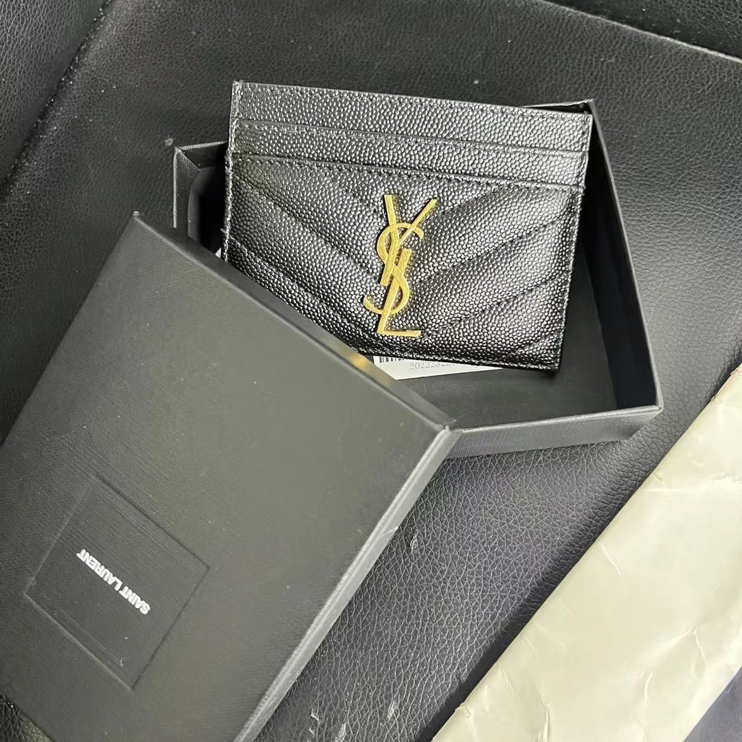 95新 YSL/圣罗兰 捐金沉珠/黑色卡包