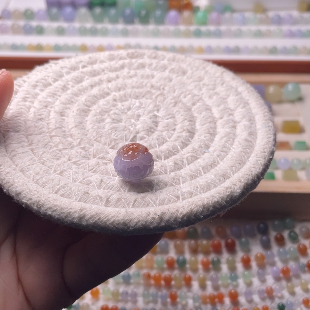 未镶嵌手链翡翠卡12.5紫底洒红貔貅头