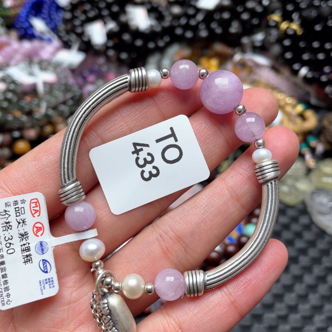 锂辉石手串银S925镶嵌