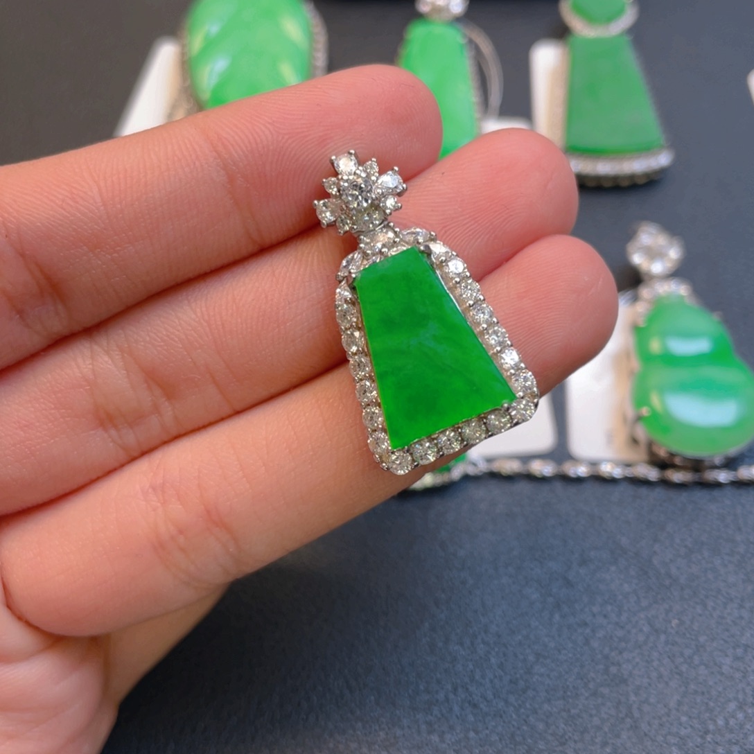 翡翠银S925镶嵌吊坠(不含链)