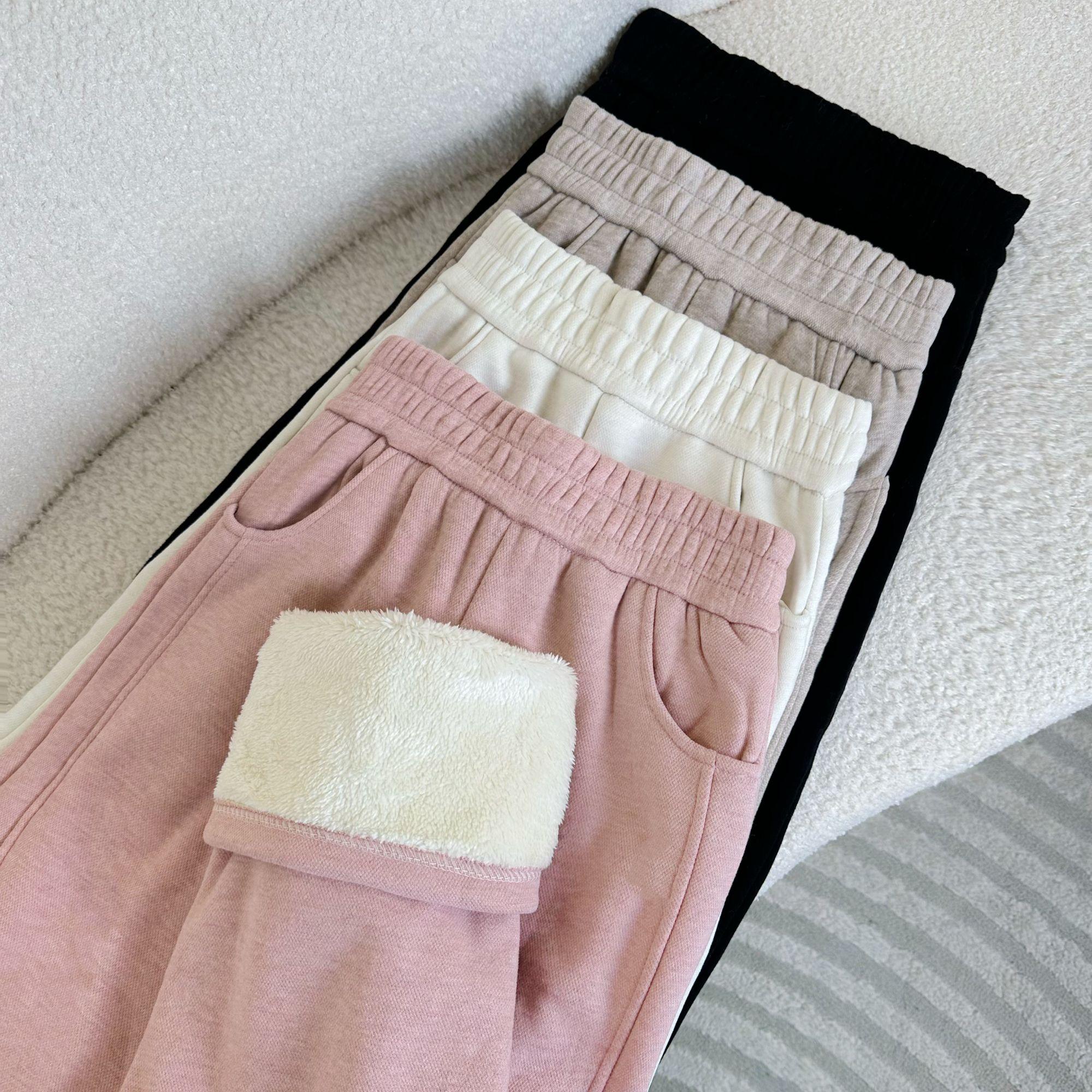 【羊毛桑蚕丝】秋冬季百搭松紧腰加厚保暖羊毛直筒阔腿裤24707